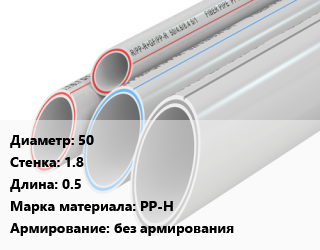 Труба полипропиленовая 50 s=1.8 L=0.5 PP-H без армирования, шт, Ostendorf,VALFEX,РосТурПласт, с раструбом серая,BASE цена от 68.69 Тг / шт, где купить, условия доставки в Актобе и Актюбинской области